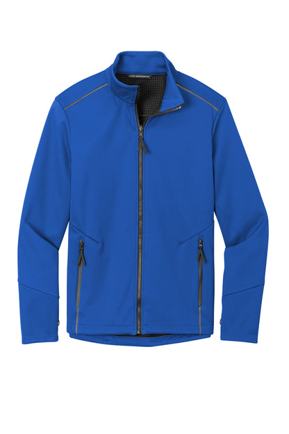 Front View of TrueRoyal Port Authority Collective Tech Soft Shell Jacket J921 plain
