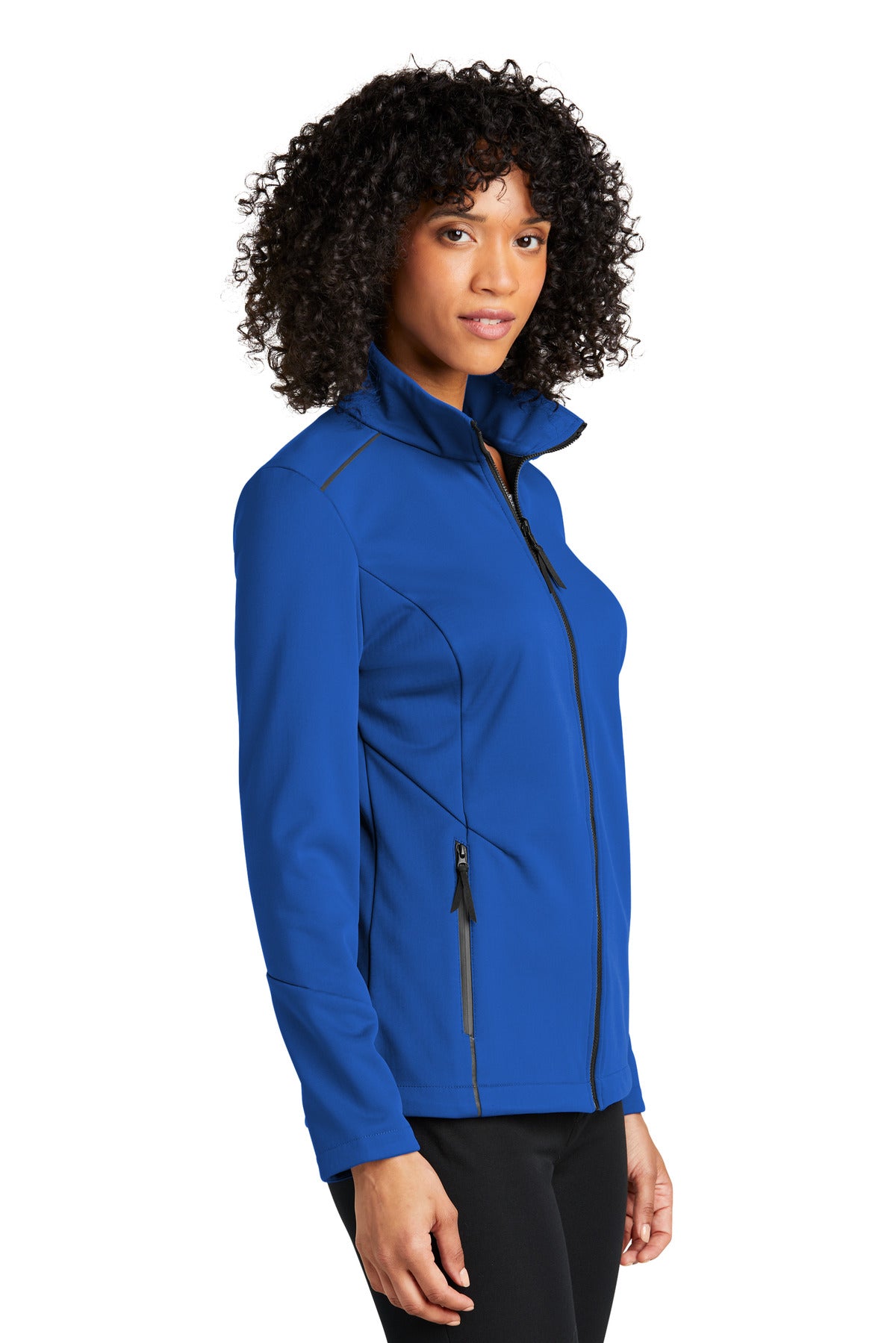 Front View of TrueRoyal Port Authority Women's Collective Tech Soft Shell Jacket L921 plain