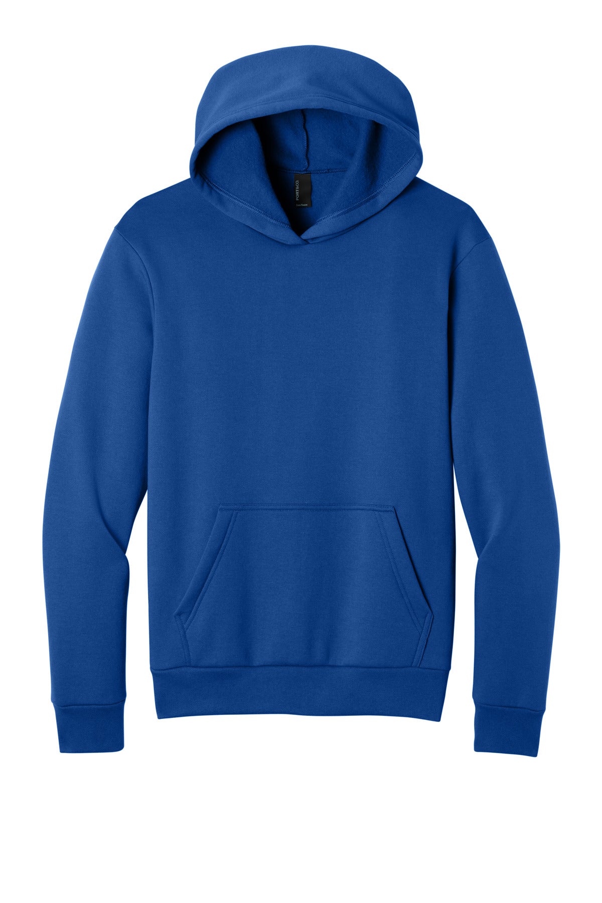Front View of TrueRoyal Port & Co Easy Fleece Pullover Hooded Sweatshirt PC68H plain