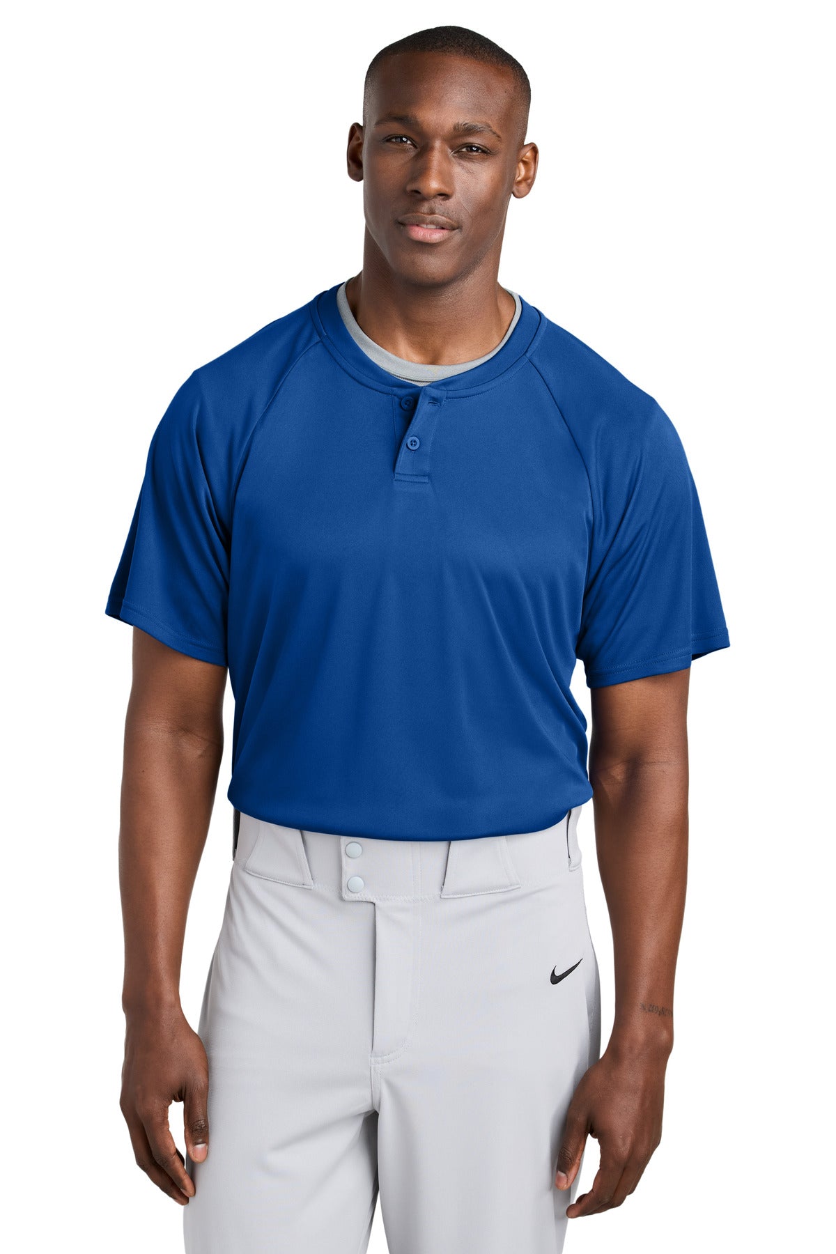 Front View of TrueRoyal Sport-Tek PosiCharge Competitor 2-Button Henley ST359 plain