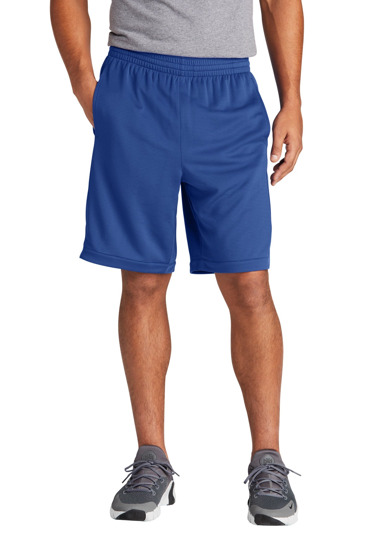 Front View of TrueRoyal Sport-Tek PosiCharge Position Short with Pockets ST575 plain