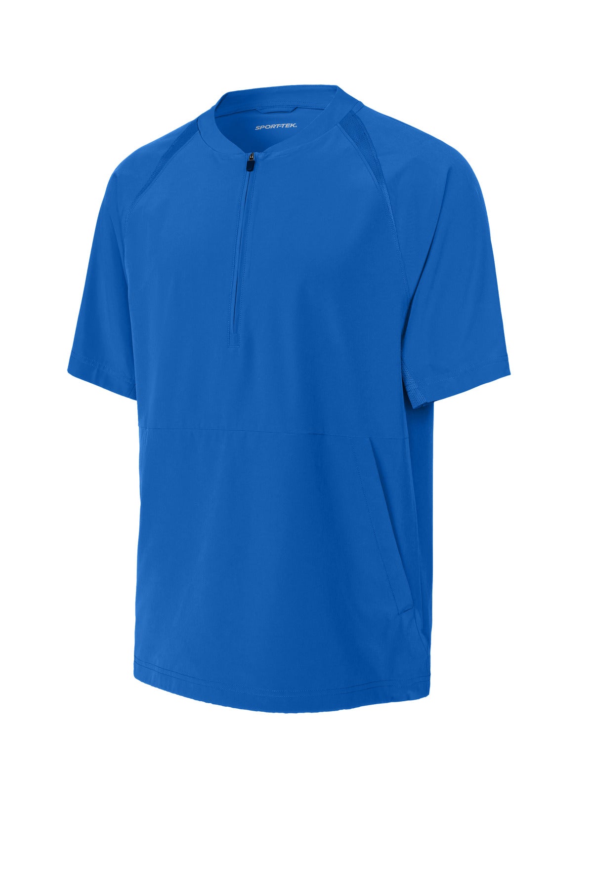 Front View of TrueRoyal Sport-Tek Repeat 1/2-Zip Short Sleeve Jacket JST489 plain