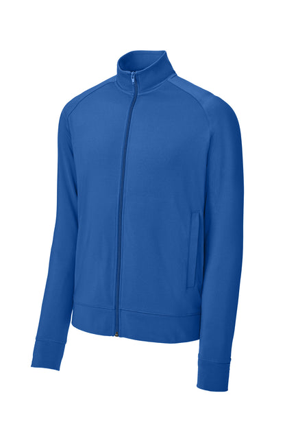 Front View of TrueRoyal Sport-Tek Sport-Wick Stretch Full-Zip Cadet Jacket ST857 plain
