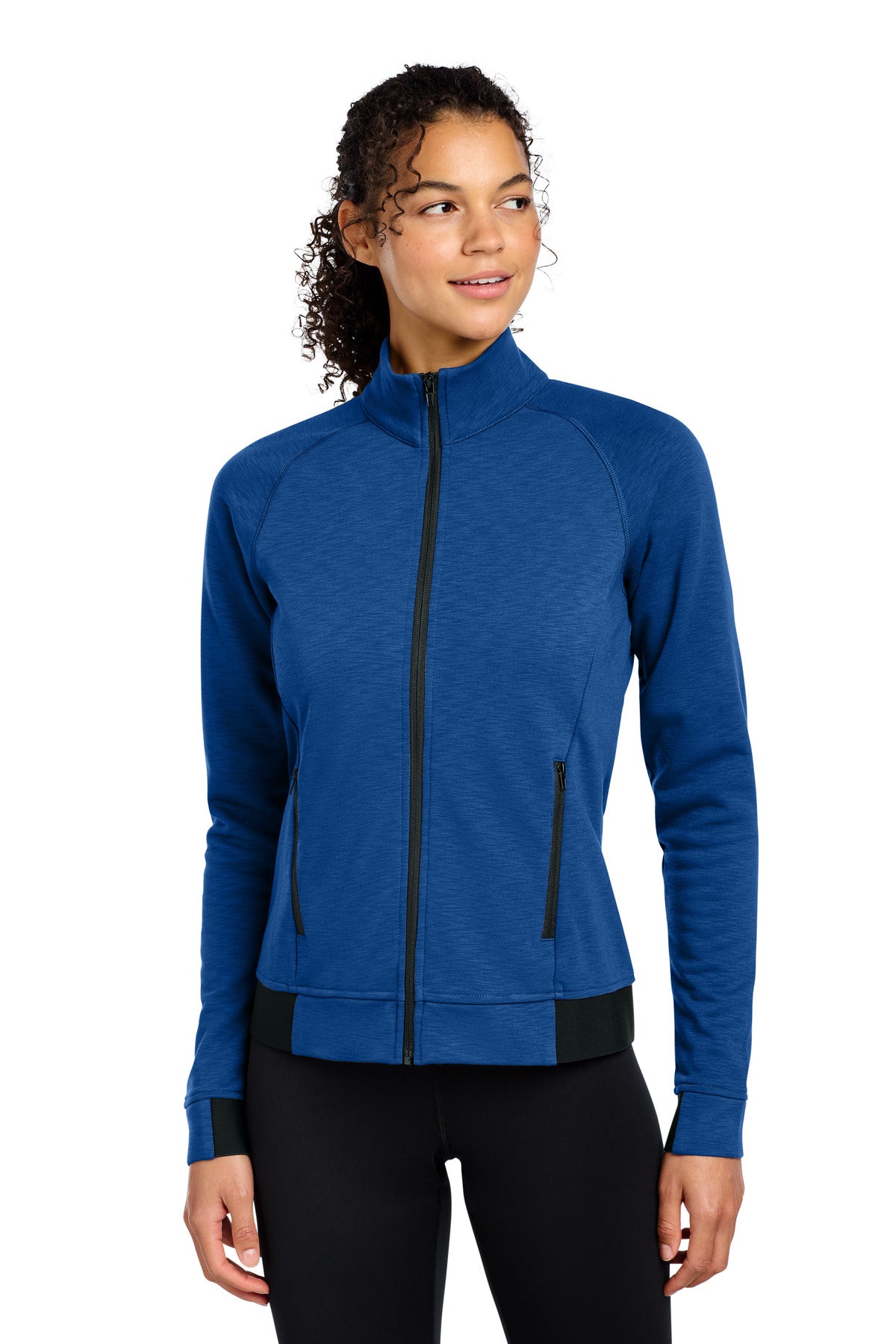 Front View of TrueRoyal Sport-Tek Women's PosiCharge Strive Full-Zip LST570 plain