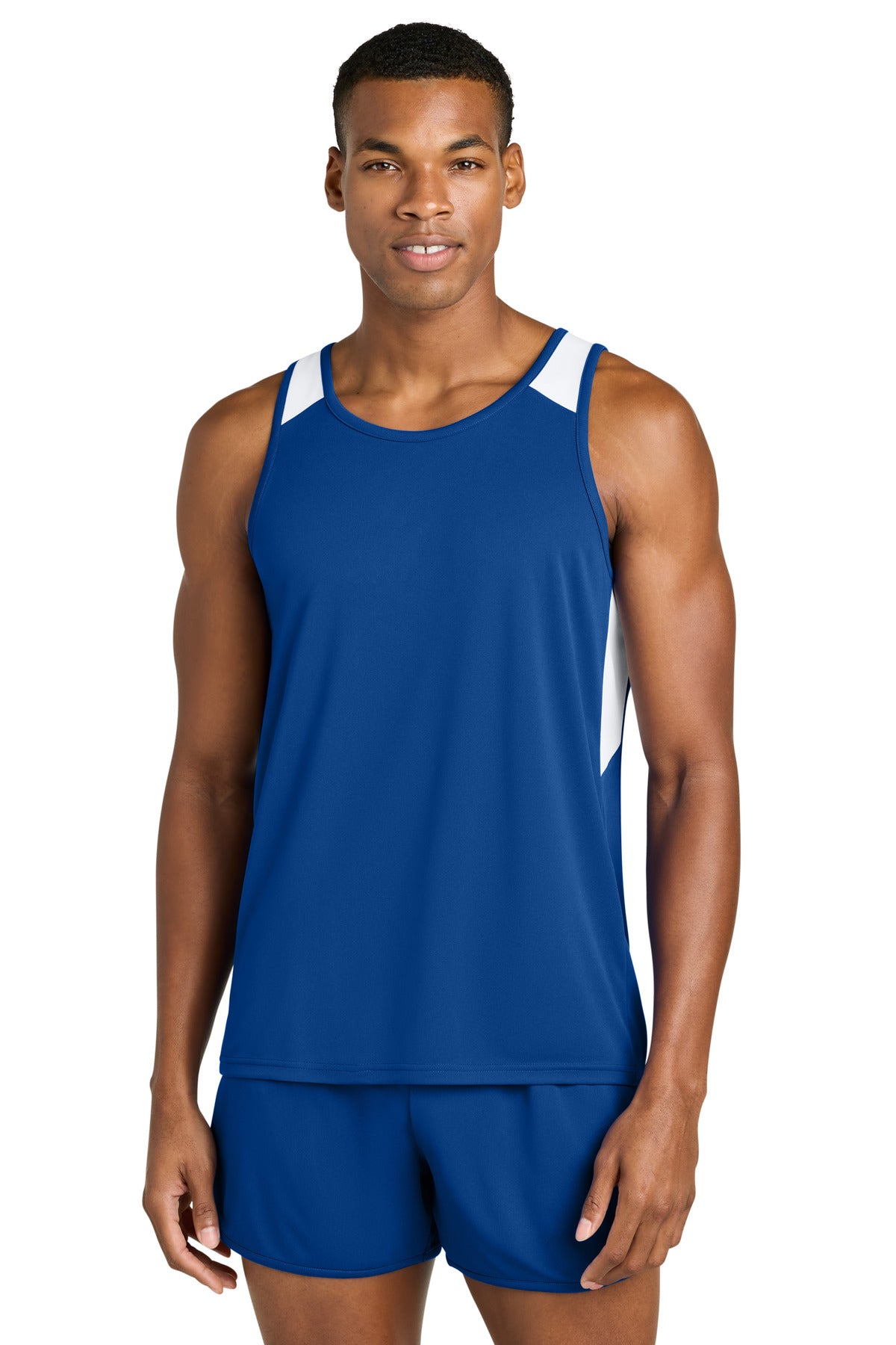 Front View of TRy/White Sport-Tek Club Track Tank ST446 plain