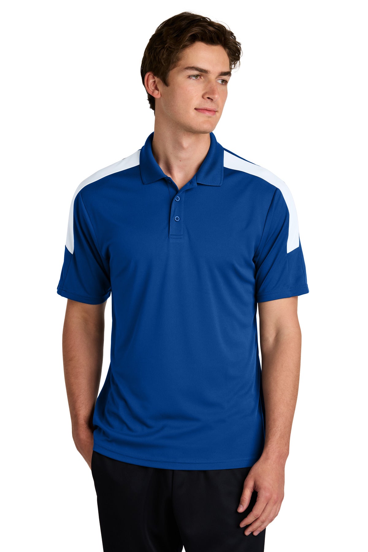 Front View of TRy/White Sport-Tek Competitor United Polo ST104 plain