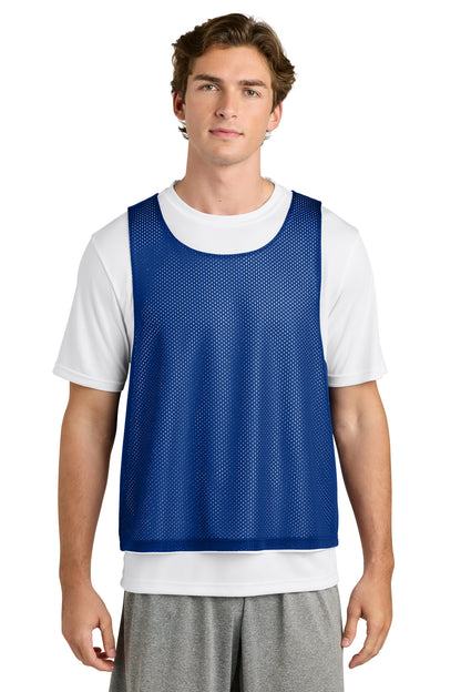 Front View of TRy/White Sport-Tek Lacrosse Reversible Pinnie ST512 plain