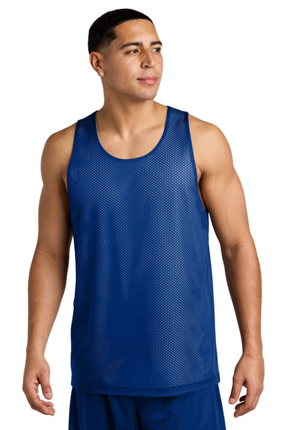 Front View of TRy/White Sport-Tek PosiCharge Reversible Mesh Tank ST5000 plain