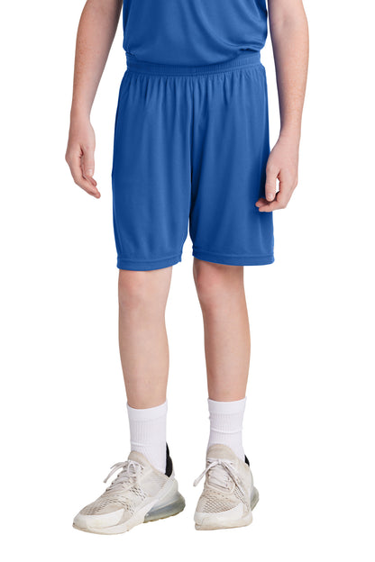 Front View of TRy/White Sport-Tek Youth Competitor United 5" Short YST103 plain