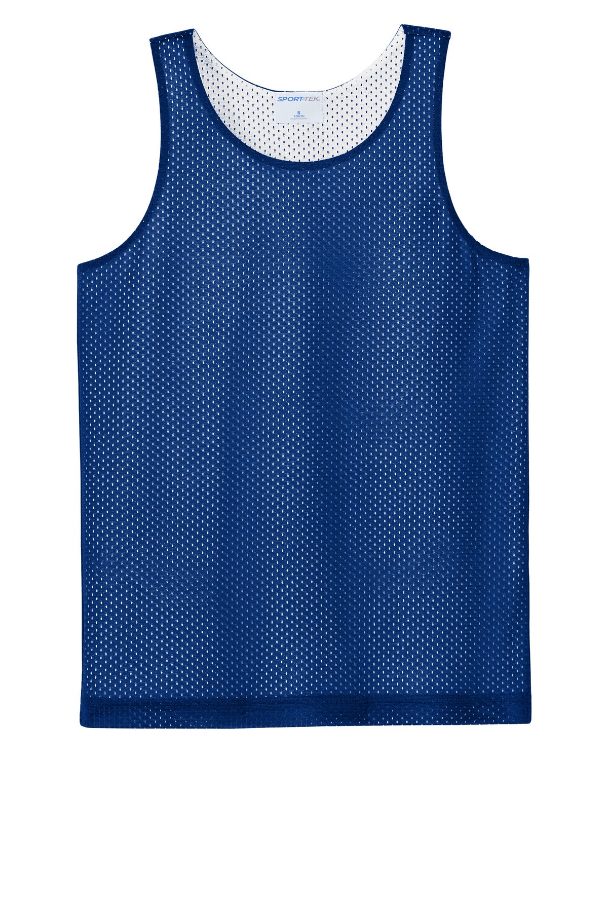 Front View of TRy/White Sport-Tek Youth PosiCharge Reversible Mesh Tank YST5000 plain