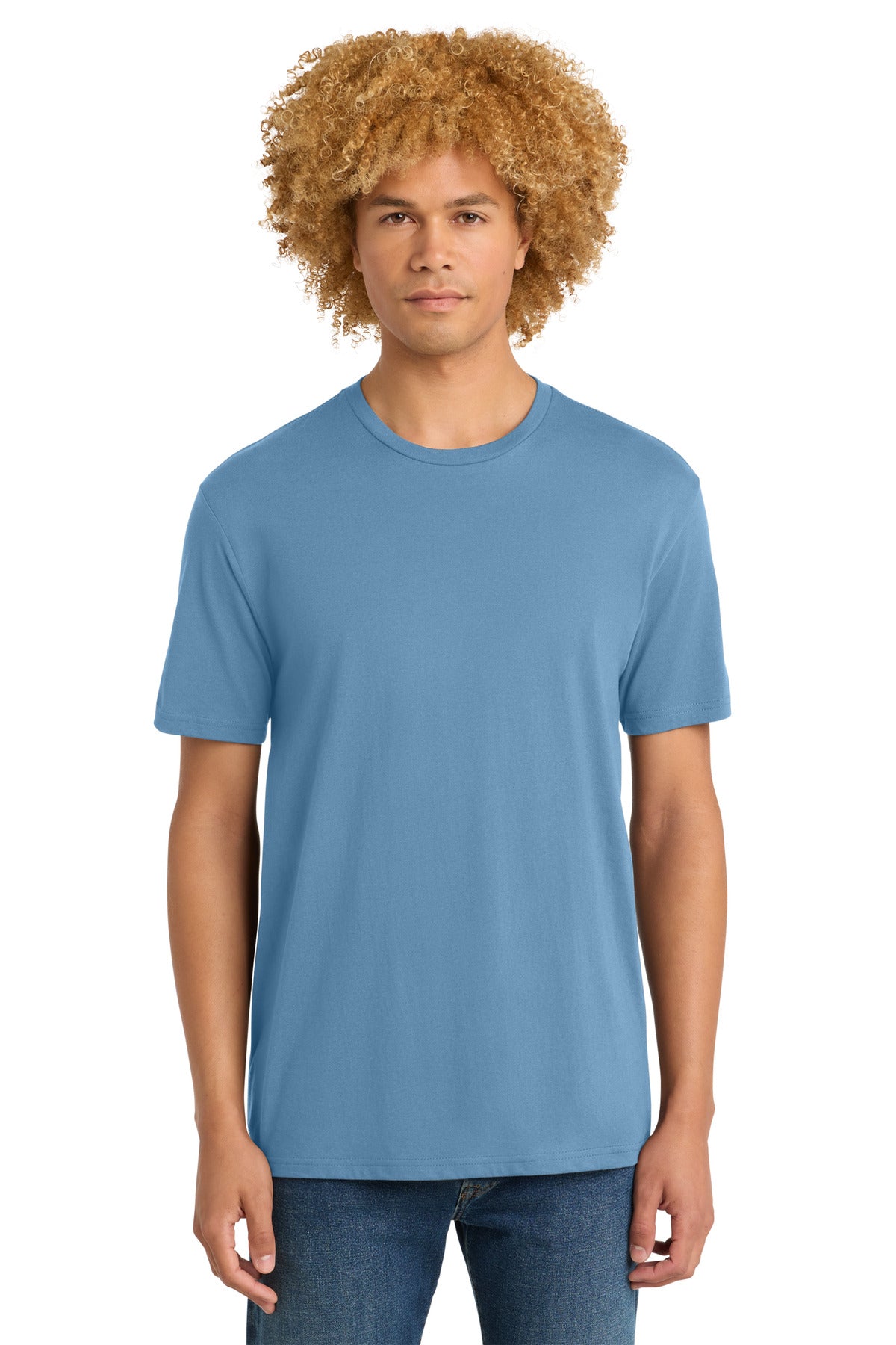 Front View of TundraBlu District Perfect Weight Tee. DT104 plain