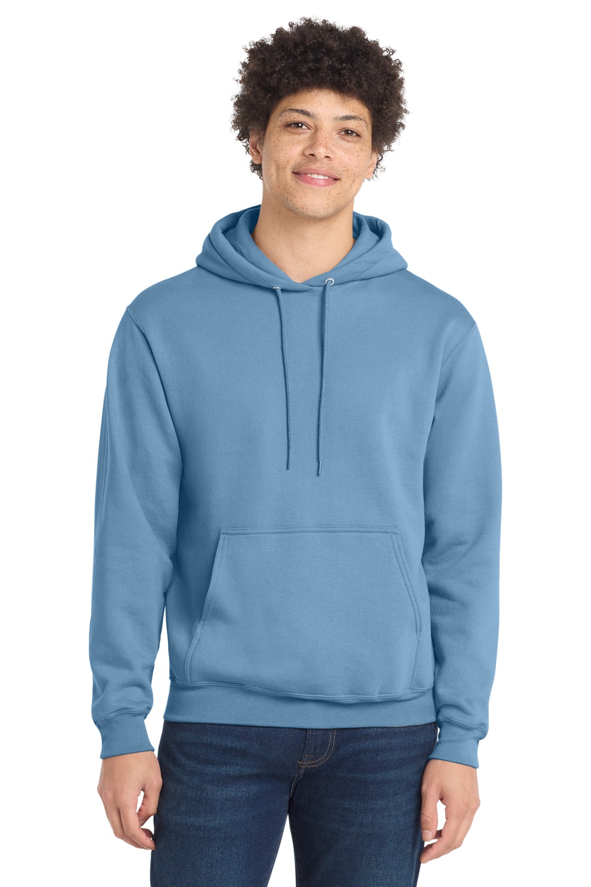 Front View of TundraBlu Port & Co Core Fleece Pullover Hooded Sweatshirt. PC78H plain