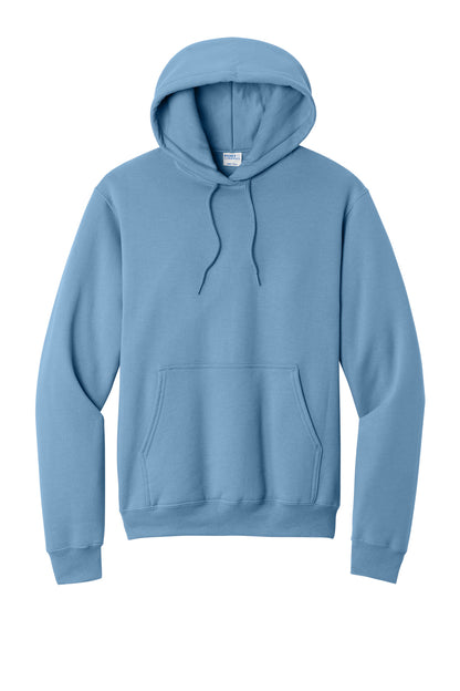Front View of TundraBlu Port & Co Core Fleece Pullover Hooded Sweatshirt. PC78H plain