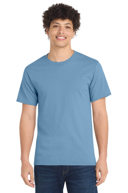 Front View of TundraBlu Port & Co Essential Tee. PC61 plain