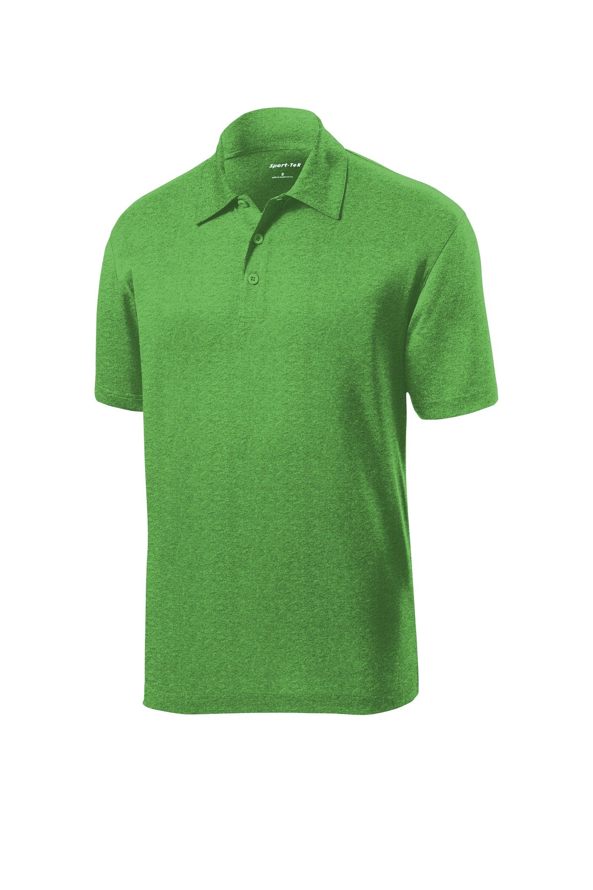 Front View of Turf Green Hth Sport-Tek Heather Contender Polo. ST660 plain