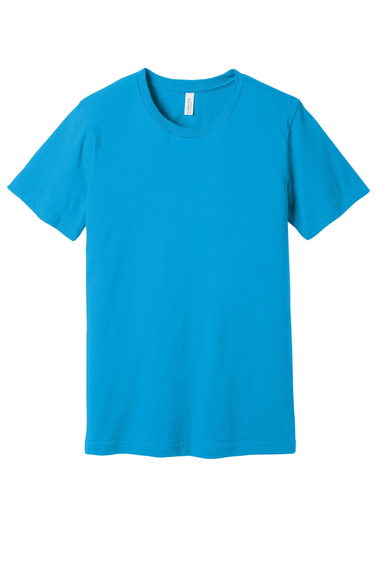 Front View of Turquoise BELLA+CANVAS Unisex Jersey Short Sleeve Tee. BC3001 plain