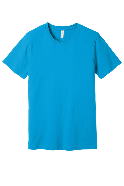 Front View of Turquoise BELLA+CANVAS Unisex Jersey Short Sleeve Tee. BC3001 plain