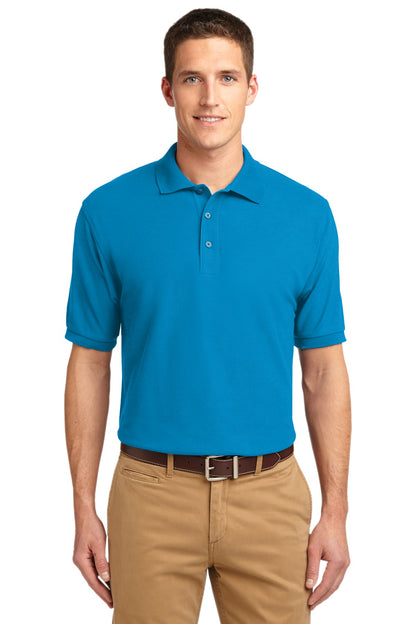Front View of Turquoise Port Authority Silk Touch Polo K500 plain