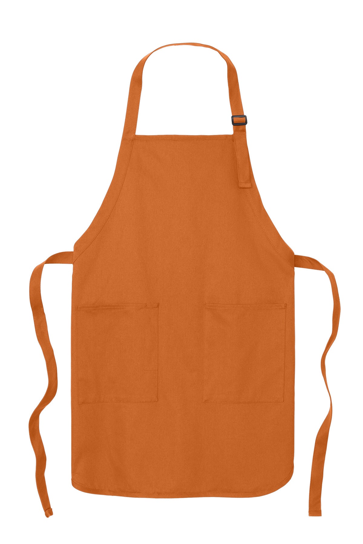 Front View of TxOrange Port Authority Full-Length Apron with Pockets. A500 plain