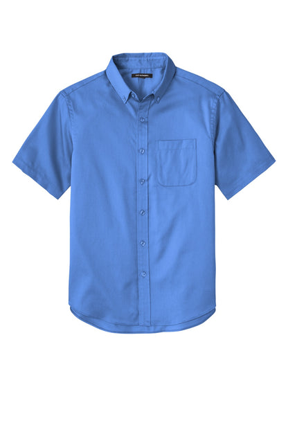 Front View of UltramrnBl Port Authority Short Sleeve SuperPro React Twill Shirt. W809 plain
