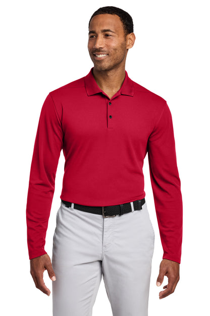 Front View of UniRed Nike Dri-FIT Micro Pique 2.0 Long Sleeve Polo NKDC2104 plain