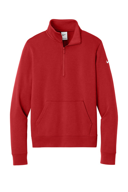 Front View of UniRed Nike Women's Club Fleece Sleeve Swoosh 1/2-Zip NKDX6720