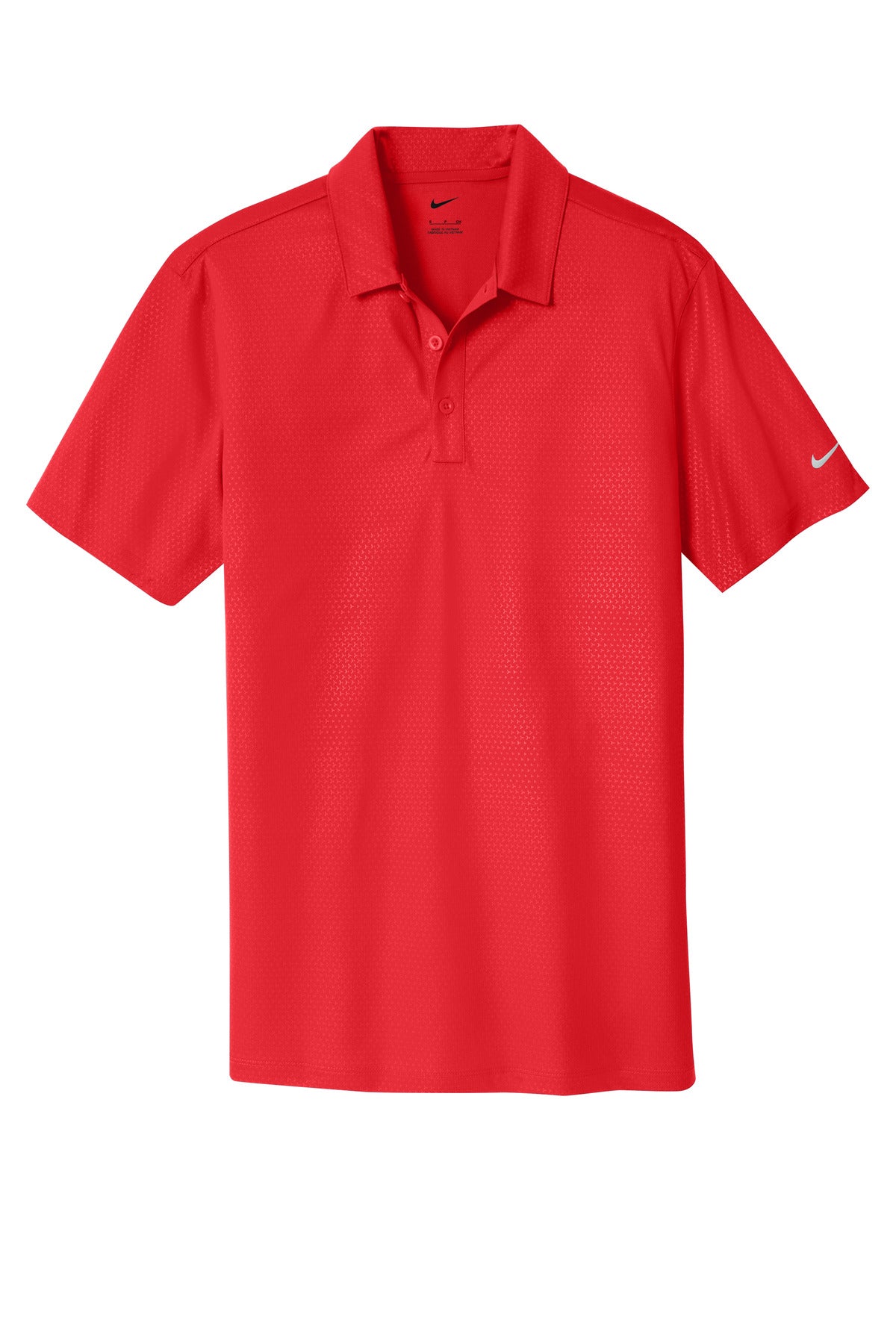 Front View of University Red Nike Dri-FIT Embossed Tri-Blade Polo. 838964 plain