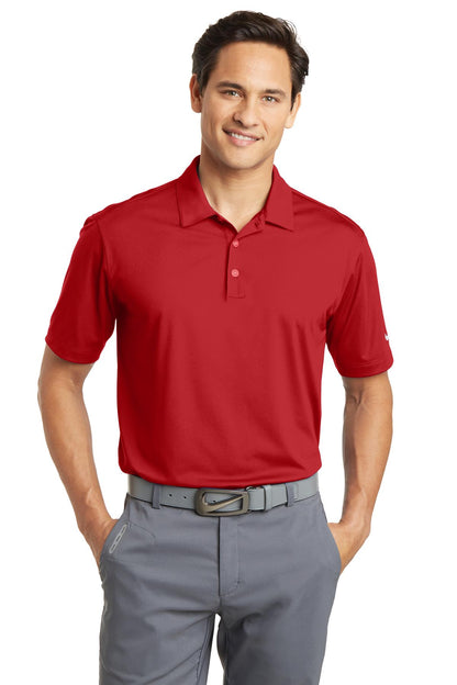 Front View of University Red Nike Dri-FIT Vertical Mesh Polo. 637167 plain