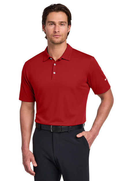 Front View of University Red Nike Dri-FIT Vertical Mesh Polo. 637167 plain