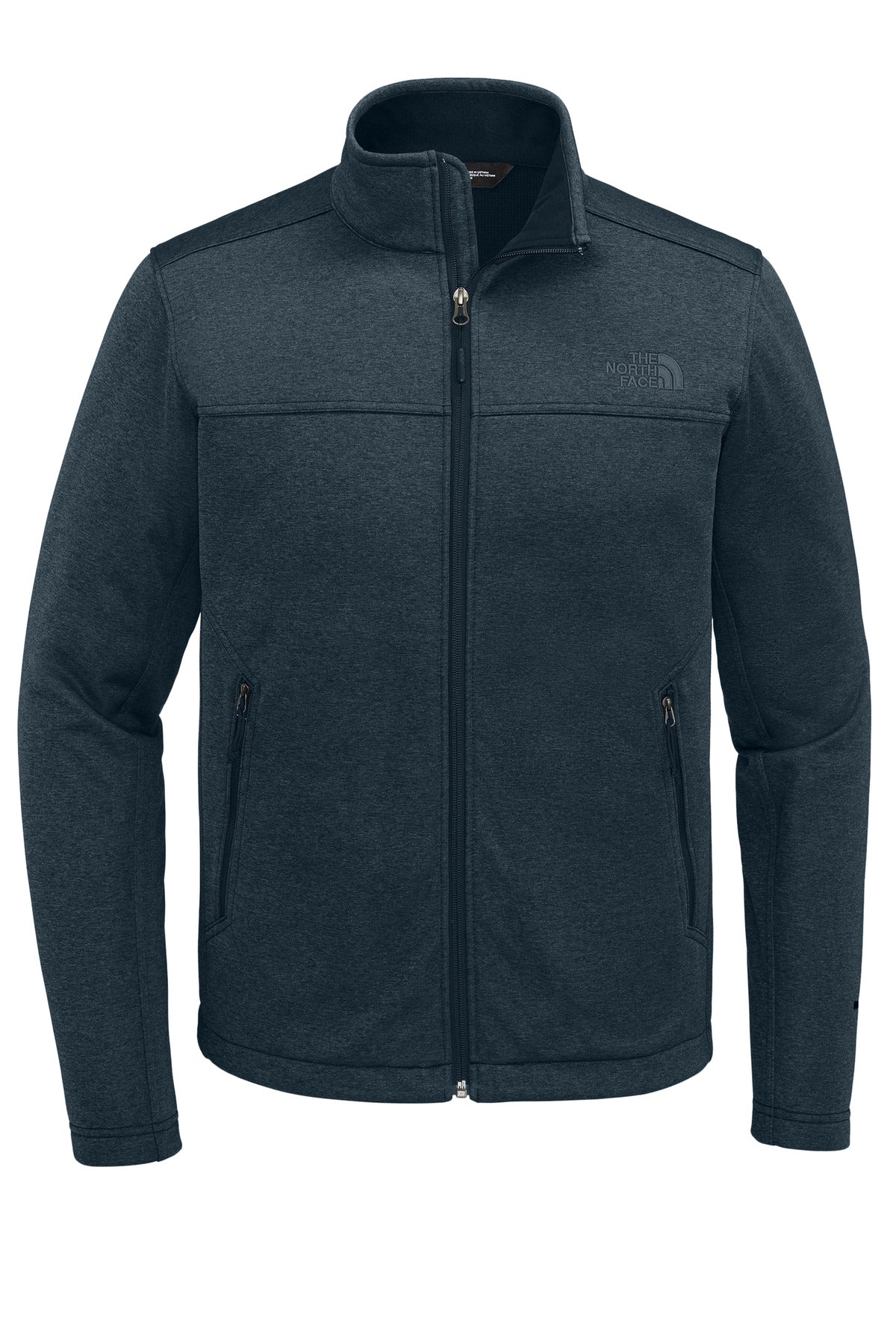 Front View of UrbNvyHt The North Face Chest Logo Ridgewall Soft Shell Jacket NF0A88D5 plain