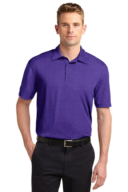 Front View of Var Purple Hth Sport-Tek Heather Contender Polo. ST660 plain