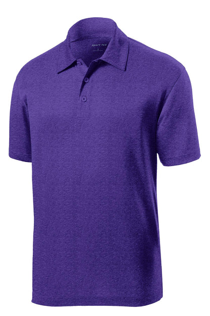 Front View of Var Purple Hth Sport-Tek Heather Contender Polo. ST660 plain