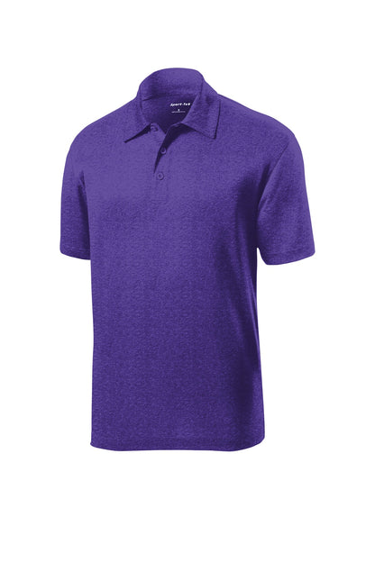 Front View of Var Purple Hth Sport-Tek Heather Contender Polo. ST660 plain