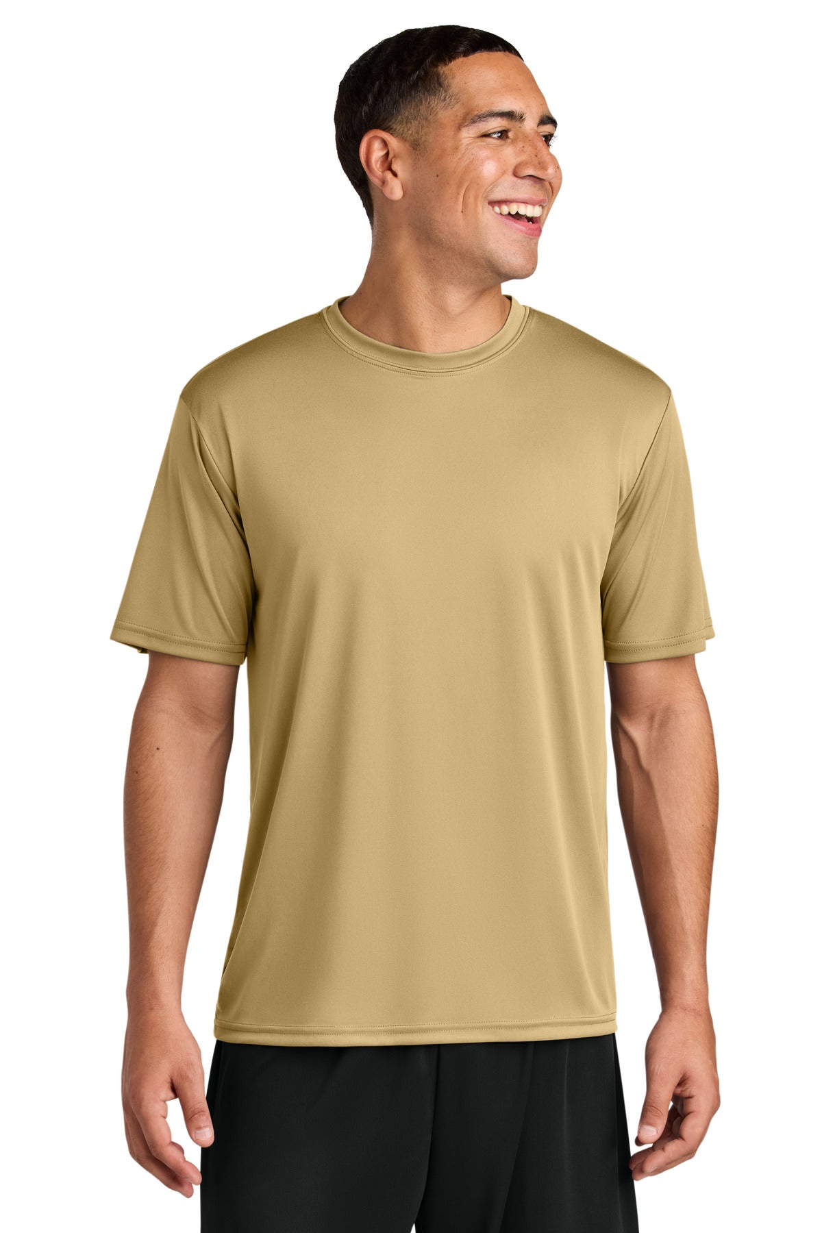 Front View of VegasGold A4 Cooling Performance Short Sleeve Tee A4N3142 plain