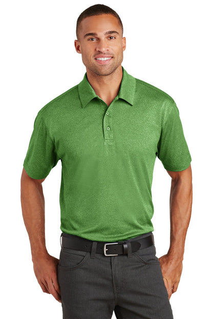 Front View of Vine Green Hth Port Authority Trace Heather Polo. K576 plain