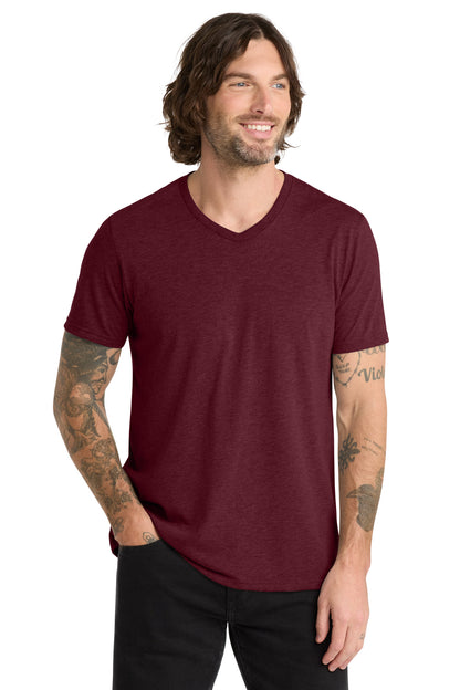 Front View of Vino Red Allmade Unisex Tri-Blend V-Neck Tee AL2014 plain