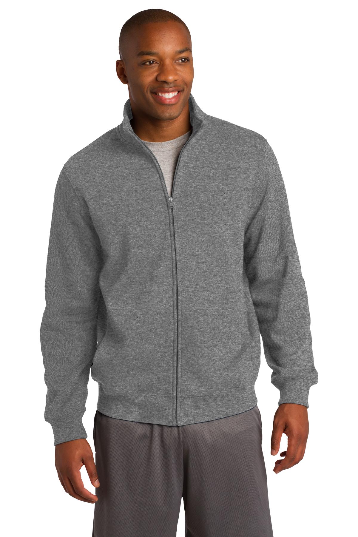 Front View of Vintage Hthr Sport-Tek Full-Zip Sweatshirt. ST259 plain
