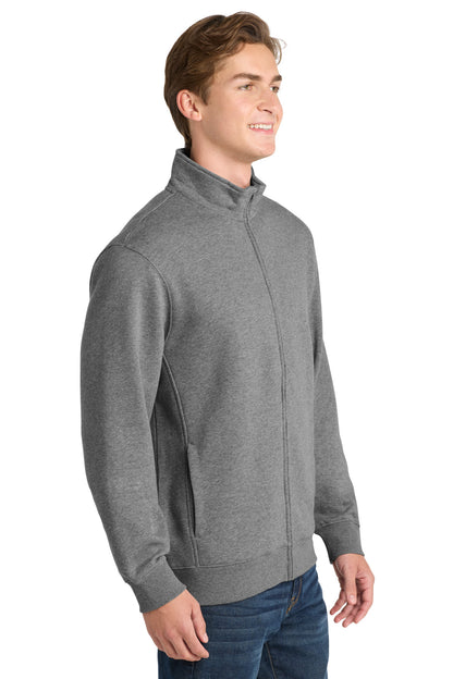 Front View of Vintage Hthr Sport-Tek Full-Zip Sweatshirt. ST259 plain