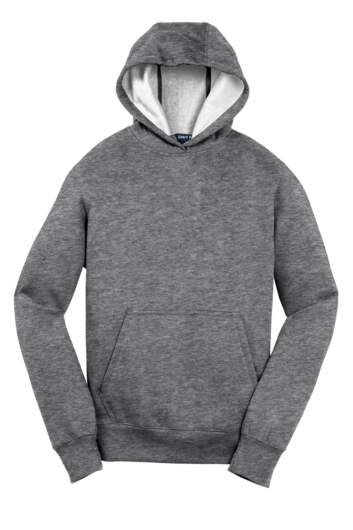 Front View of Vintage Hthr Sport-Tek Youth Pullover Hooded Sweatshirt. YST254 plain