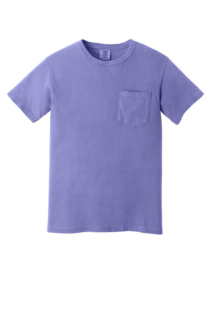 Front View of Violet COMFORT COLORS Heavyweight Ring Spun Pocket Tee. 6030 plain