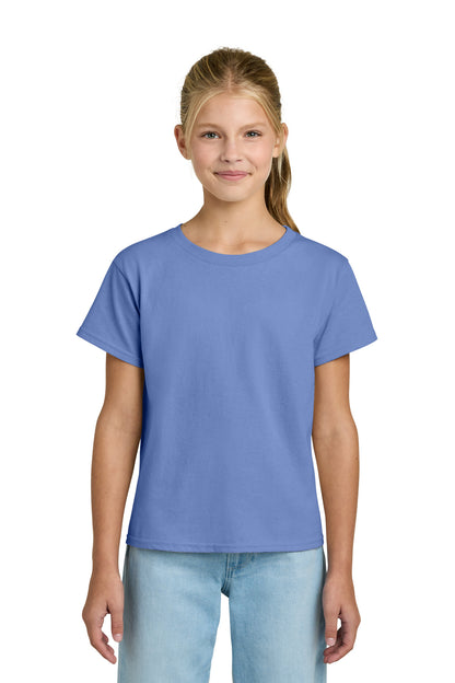 Front View of Violet Gildan Youth Light Cotton Tee 3000B plain
