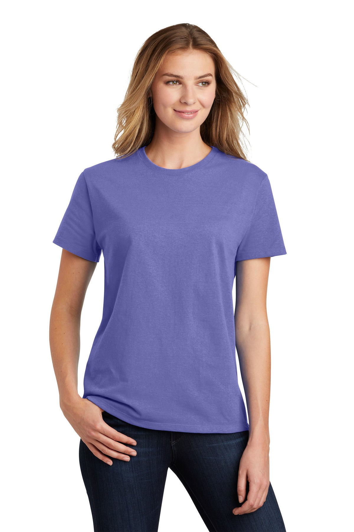 Front View of Violet Port & Co Women's Essential Tee. LPC61 plain