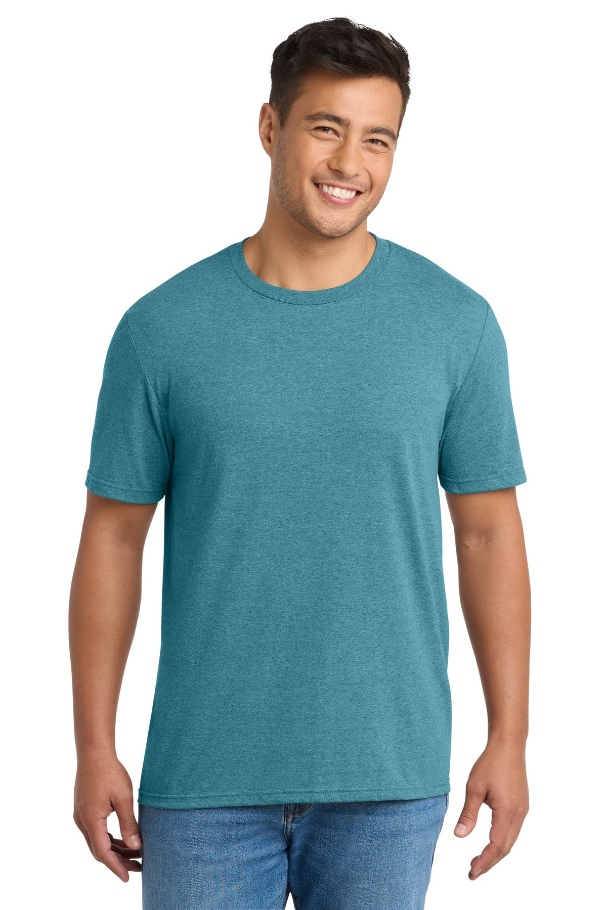 Front View of VivdTealHr Port & Co Tri-Blend Tee. PC330 plain