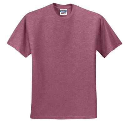 Front View of Vntg He Maroon Jerzees - Dri-Power 50/50 Cotton/Poly T-Shirt. 29M plain