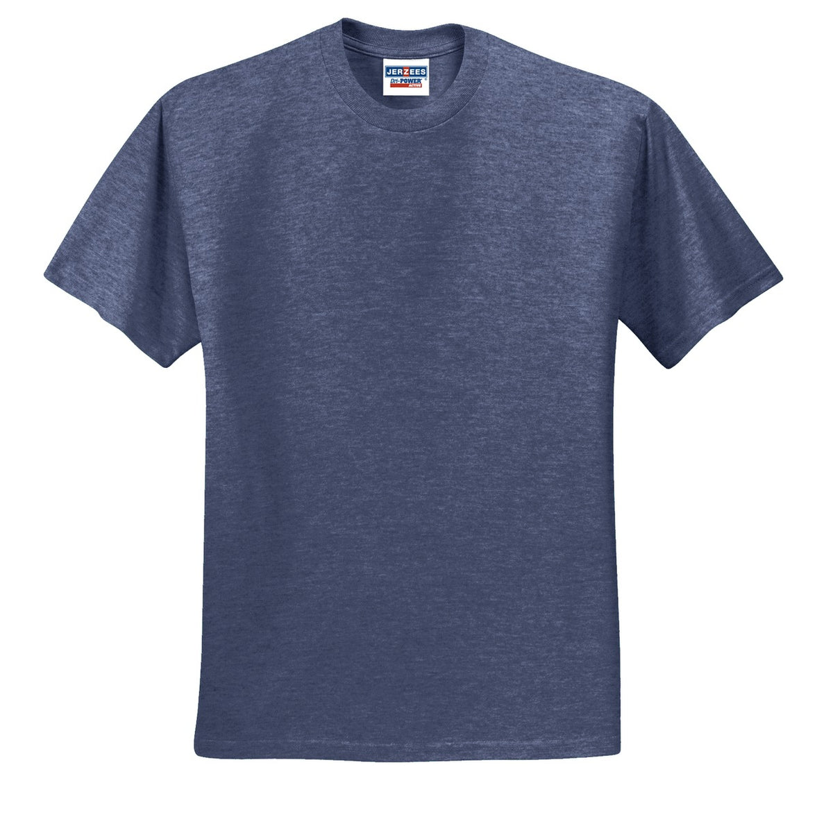 Front View of Vntg He Navy Jerzees - Dri-Power 50/50 Cotton/Poly T-Shirt. 29M plain