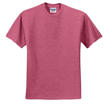 Front View of Vntg He Red Jerzees - Dri-Power 50/50 Cotton/Poly T-Shirt. 29M plain
