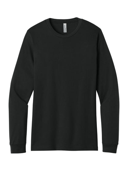 Front View of VtgBlack BELLA+CANVAS Unisex Jersey Long Sleeve Tee. BC3501 plain