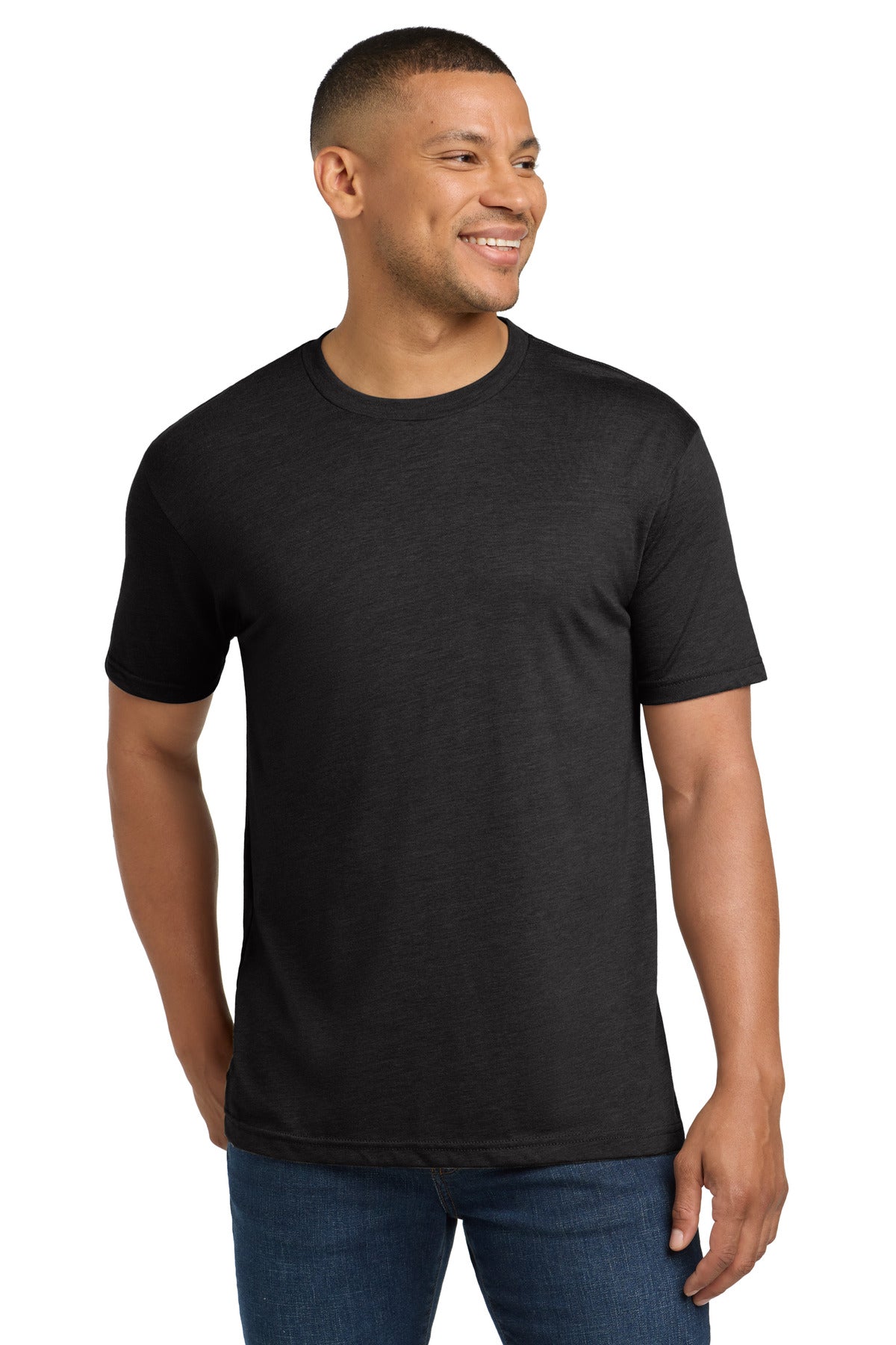 Front View of VtgBlack Next Level Apparel Adult Tri-Blend Tee. NL6010 plain