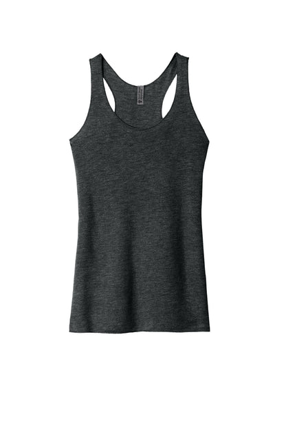 Front View of VtgBlack Next Level Apparel Women's Tri-Blend Racerback Tank. NL6733 plain