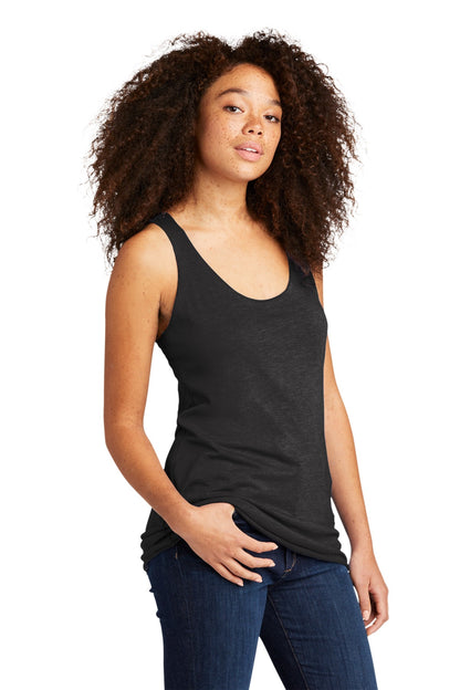 Front View of VtgBlack Next Level Apparel Women's Tri-Blend Racerback Tank. NL6733 plain